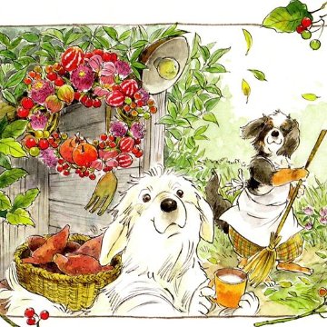 いなとめ まきこ ポストカード（Fairy Dogs/October）の画像