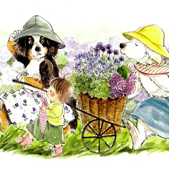 いなとめ まきこ ポストカード（hygge アジサイの庭で）の画像