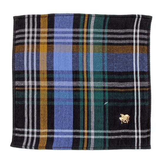 POLO　タオルハンカチ（チェック）ブラックの画像