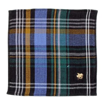 POLO　タオルハンカチ（チェック）ブラックの画像