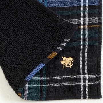 POLO　タオルハンカチ（チェック）ブラックの画像