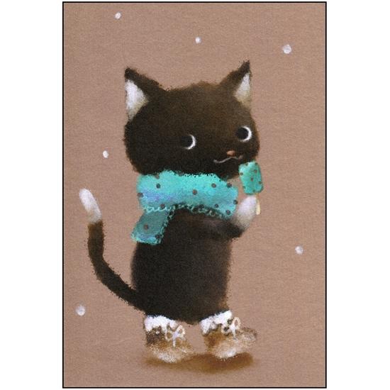 菜生　ポストカード（冬のチョコミント・猫）の画像