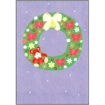 ひらいみも ポストカード（リース：リボンとクマ）の画像