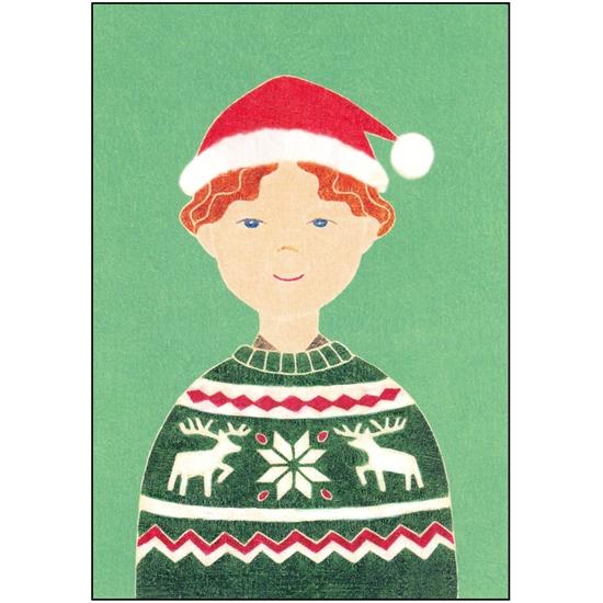 伊藤絵里子 ポストカード（サンタの帽子：男の子-セーター）の画像