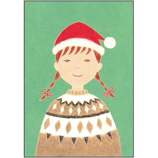 伊藤絵里子 ポストカード（サンタの帽子：女の子-セーター）の画像