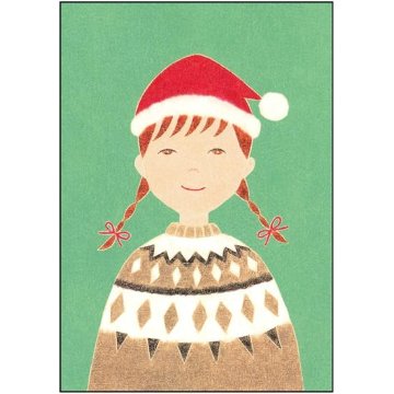 伊藤絵里子 ポストカード（サンタの帽子：女の子-セーター）の画像
