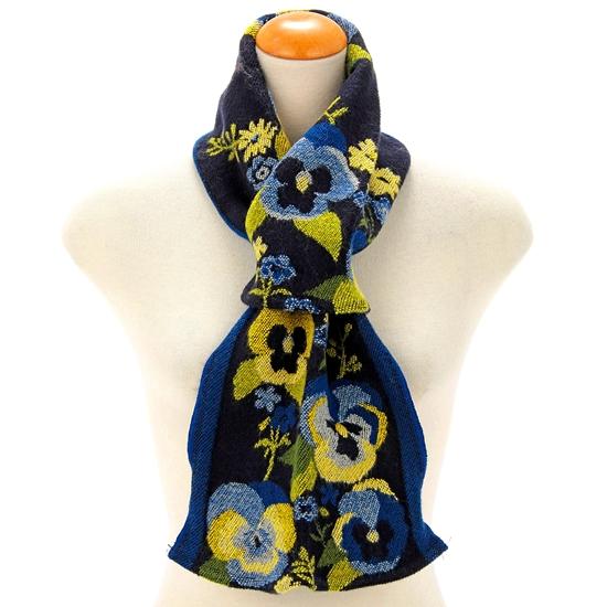 ラシクモア　フランス製プチマフラー（パンジー）ネイビーブルーの画像