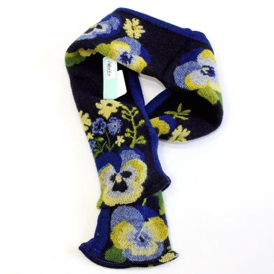 ラシクモア　フランス製プチマフラー（パンジー）ネイビーブルーの画像