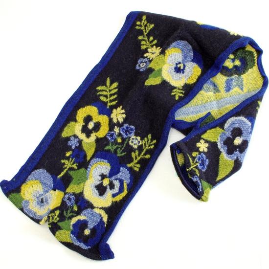 ラシクモア　フランス製プチマフラー（パンジー）ネイビーブルーの画像
