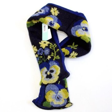 ラシクモア　フランス製プチマフラー（パンジー）ネイビーブルーの画像