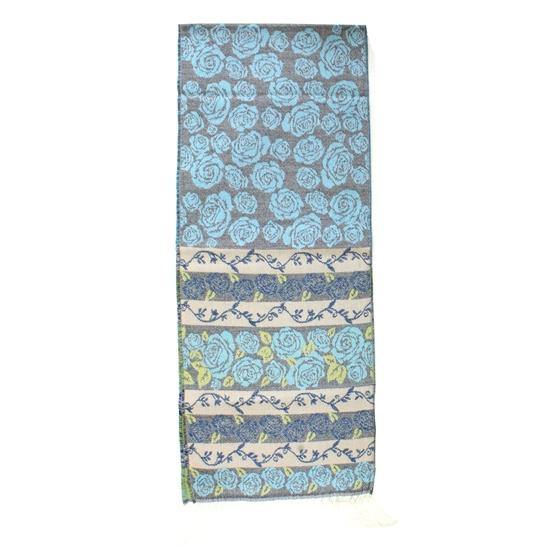 ラシクモア　フランス製マフラー（ローズボーダー）ペールスカイの画像