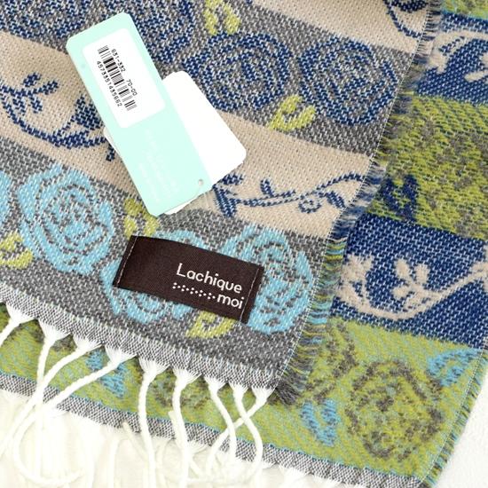 ラシクモア　フランス製マフラー（ローズボーダー）ペールスカイの画像