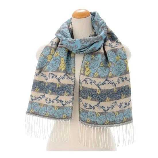 ラシクモア　フランス製マフラー（ローズボーダー）ペールスカイの画像