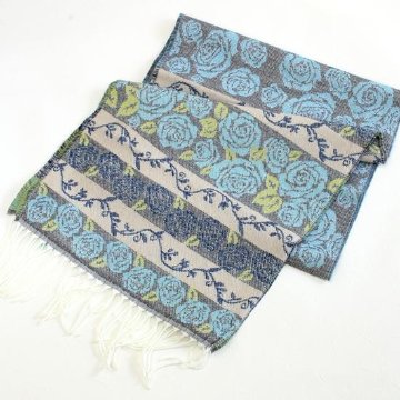 ラシクモア　フランス製マフラー（ローズボーダー）ペールスカイの画像