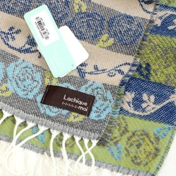 ラシクモア　フランス製マフラー（ローズボーダー）ペールスカイの画像