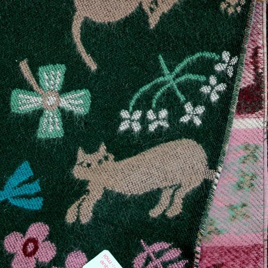 ラシクモア　フランス製マフラー（北欧キャット）グリーンの画像