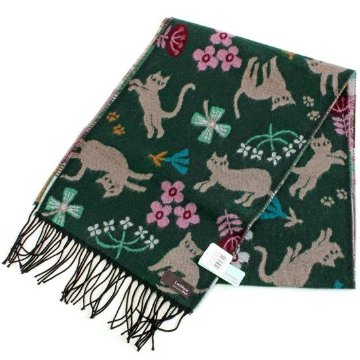 ラシクモア　フランス製マフラー（北欧キャット）グリーンの画像