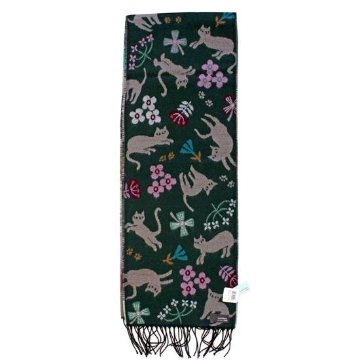 ラシクモア　フランス製マフラー（北欧キャット）グリーンの画像