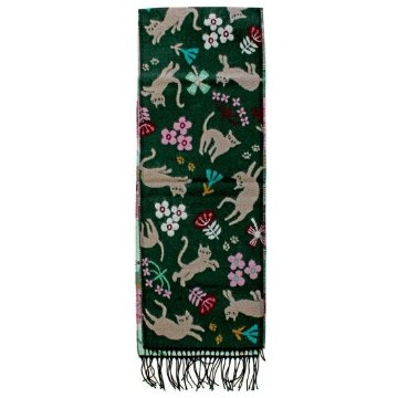 ラシクモア　フランス製マフラー（北欧キャット）グリーンの画像