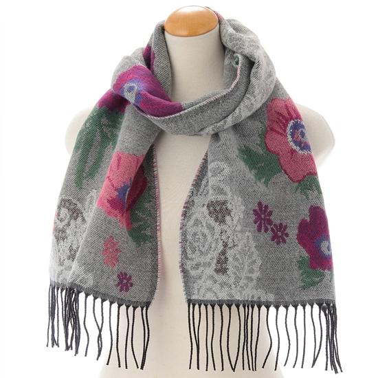 ラシクモア　フランス製マフラー（レースアネモネ）グレーの画像