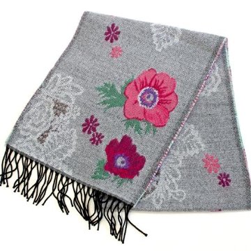 ラシクモア　フランス製マフラー（レースアネモネ）グレーの画像