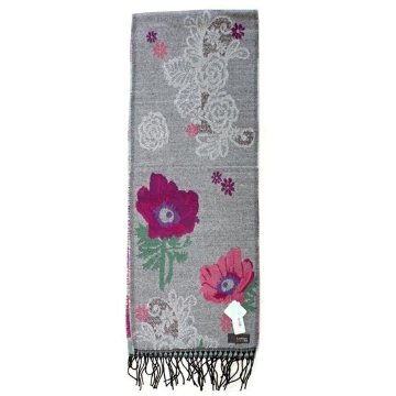 ラシクモア　フランス製マフラー（レースアネモネ）グレーの画像