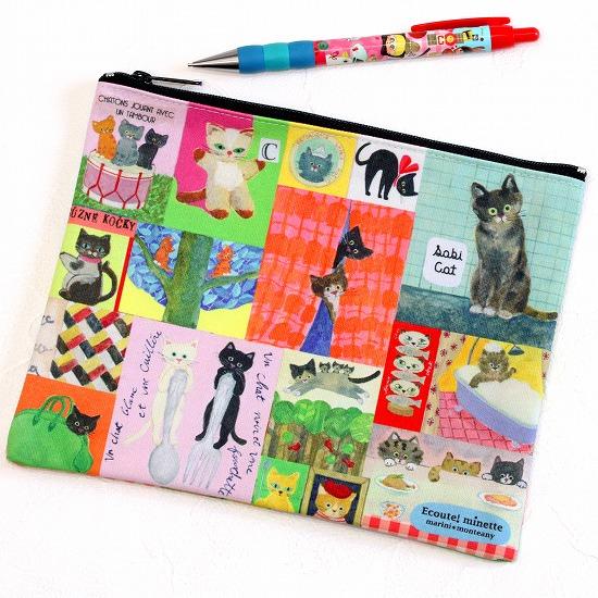 ミネット　フラットポーチ（コラージュ）の画像