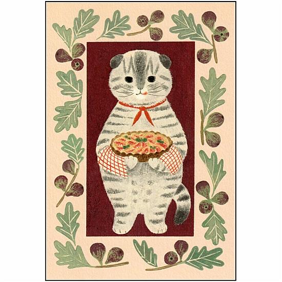 絵本の中のねこ ポストカード（スコティッシュとイチジク）の画像