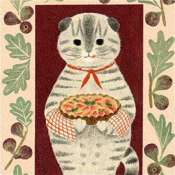 絵本の中のねこ ポストカード（スコティッシュとイチジク）の画像