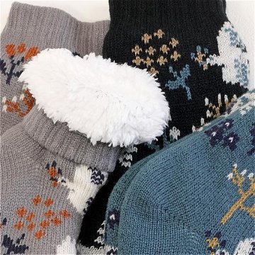 STREAM　裏ボア２重編みルームソックス（花とトリ）の画像