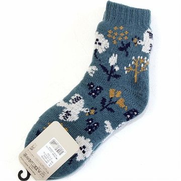 STREAM　裏ボア２重編みルームソックス（花とトリ）の画像