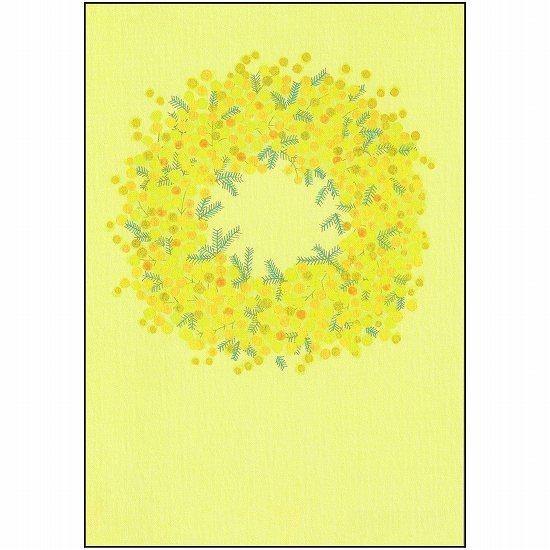 ひらいみも ポストカード（春のリース：ミモザ）の画像