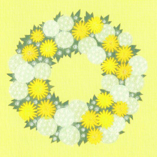 ひらいみも ポストカード（春のリース：たんぽぽ）の画像