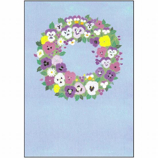 ひらいみも ポストカード（春のリース：パンジー＆ビオラ）の画像