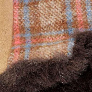 袖口ファー　チェック手袋の画像