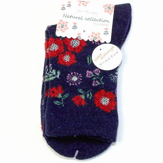 Natural Collection ウールメランジ ソックス（ モールプリント花柄）の画像
