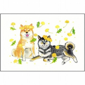 村田夏佳 ポストカード（しばいぬとタンポポ）の画像