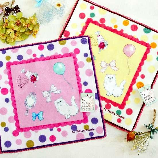 プティット・プぺ　ミニタオル（ドットキャット）の画像