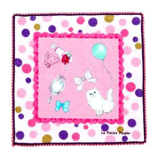 プティット・プぺ　ミニタオル（ドットキャット）の画像