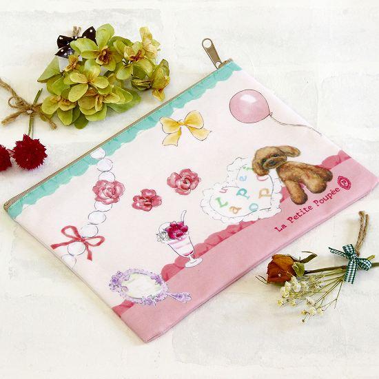 プティット・プぺ　ぺたんこポーチ（キャット＆プードル）の画像