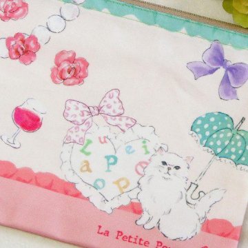 プティット・プぺ　ぺたんこポーチ（キャット＆プードル）の画像