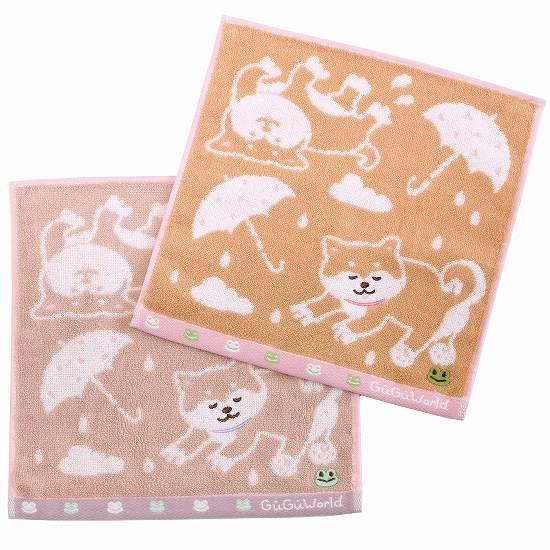 GuGu World タオルハンカチ（雨の日の柴犬）の画像