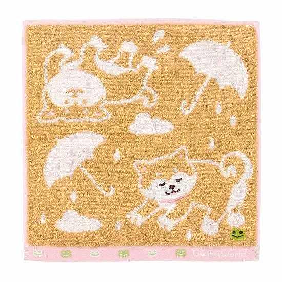 GuGu World タオルハンカチ（雨の日の柴犬）の画像