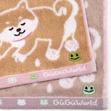 GuGu World タオルハンカチ（雨の日の柴犬）の画像