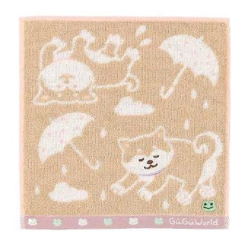 GuGu World タオルハンカチ（雨の日の柴犬）の画像