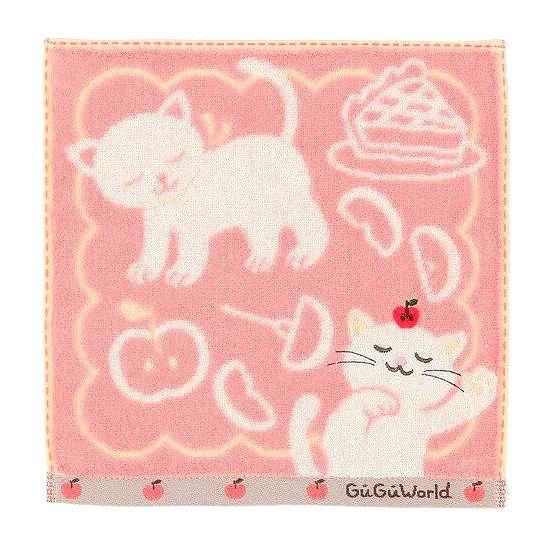 GuGu World タオルハンカチ（猫とアップル）の画像