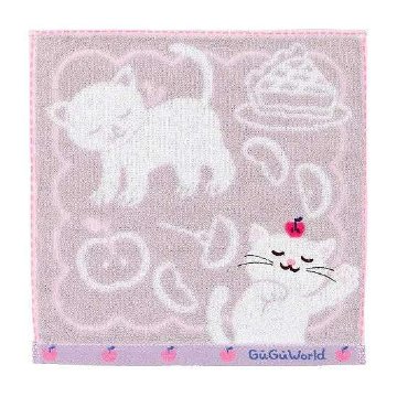GuGu World タオルハンカチ（猫とアップル）の画像