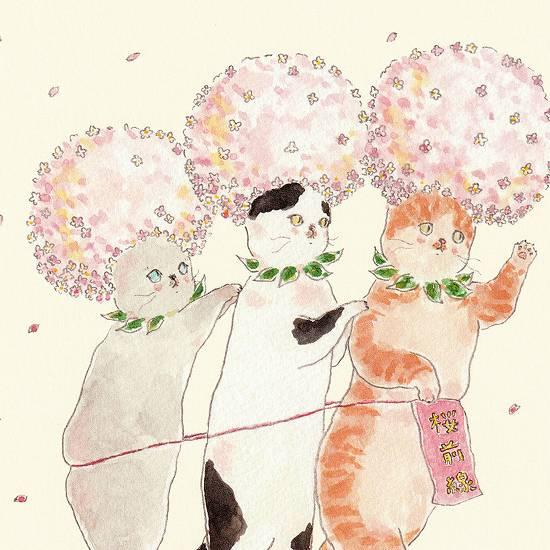 トコロコムギ ポストカード（桜前線にゃんこ）の画像