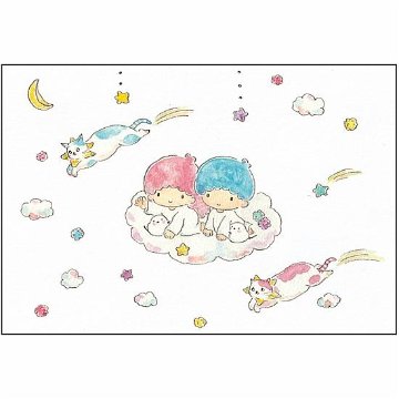 トコロコムギ×サンリオ　ポストカード（キキ＆ララと夜空の流れ星にゃんこ）の画像