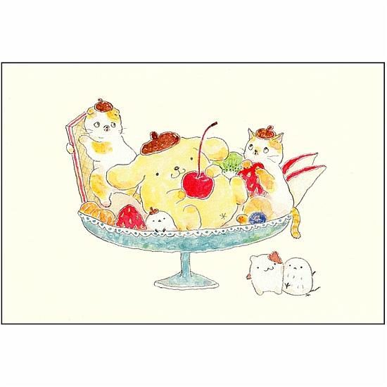 トコロコムギ×サンリオ　ポストカード（気分はポムポムプリン　アラモード♪）の画像